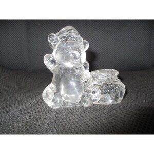 Teddy Bear‎ Christmas Tapered Candle holder Holiday Décor clear glass